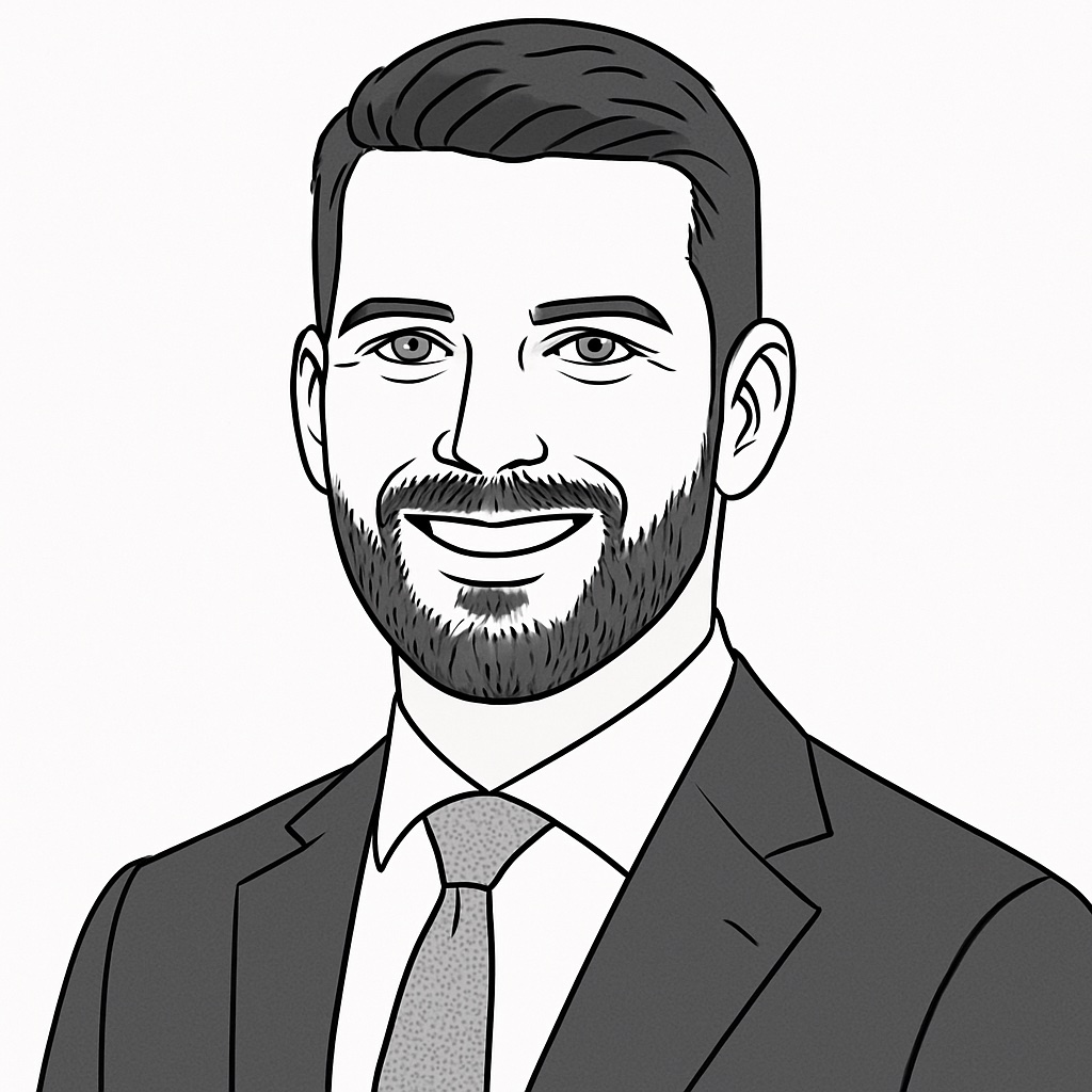 Illustrazione in bianco e nero di Filippo Molinari, partner nel team private client e tax di Withers.