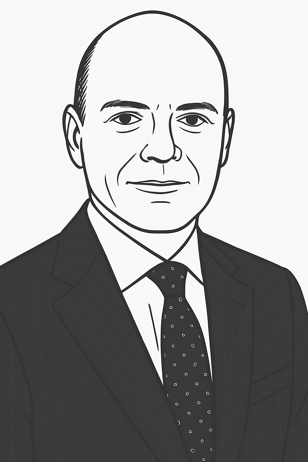 Illustrazione in bianco e nero di Paolo Gaeta, commercialista di terza generazione, fondatore dello Studio Paolo Gaeta & Associati.