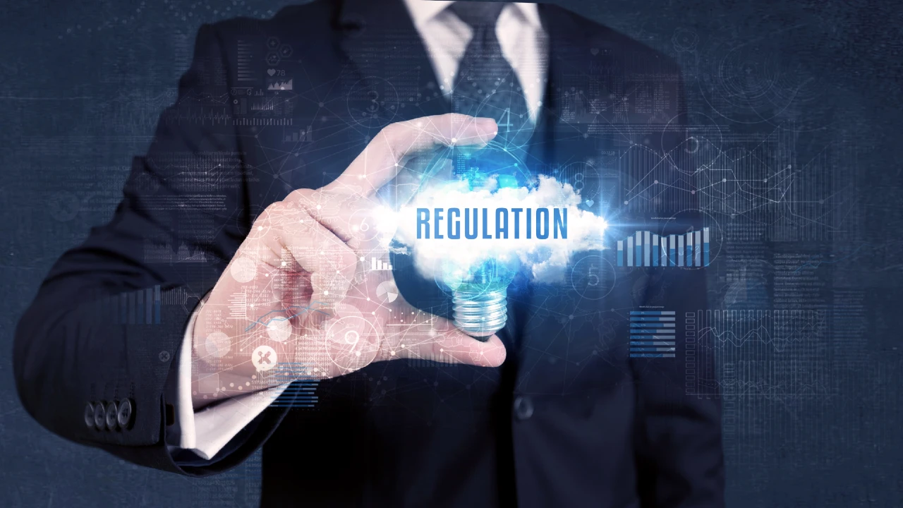 Concetto di regolamentazione dei mercati finanziari digitali e integrazione degli asset su blockchain nei sistemi regolamentati