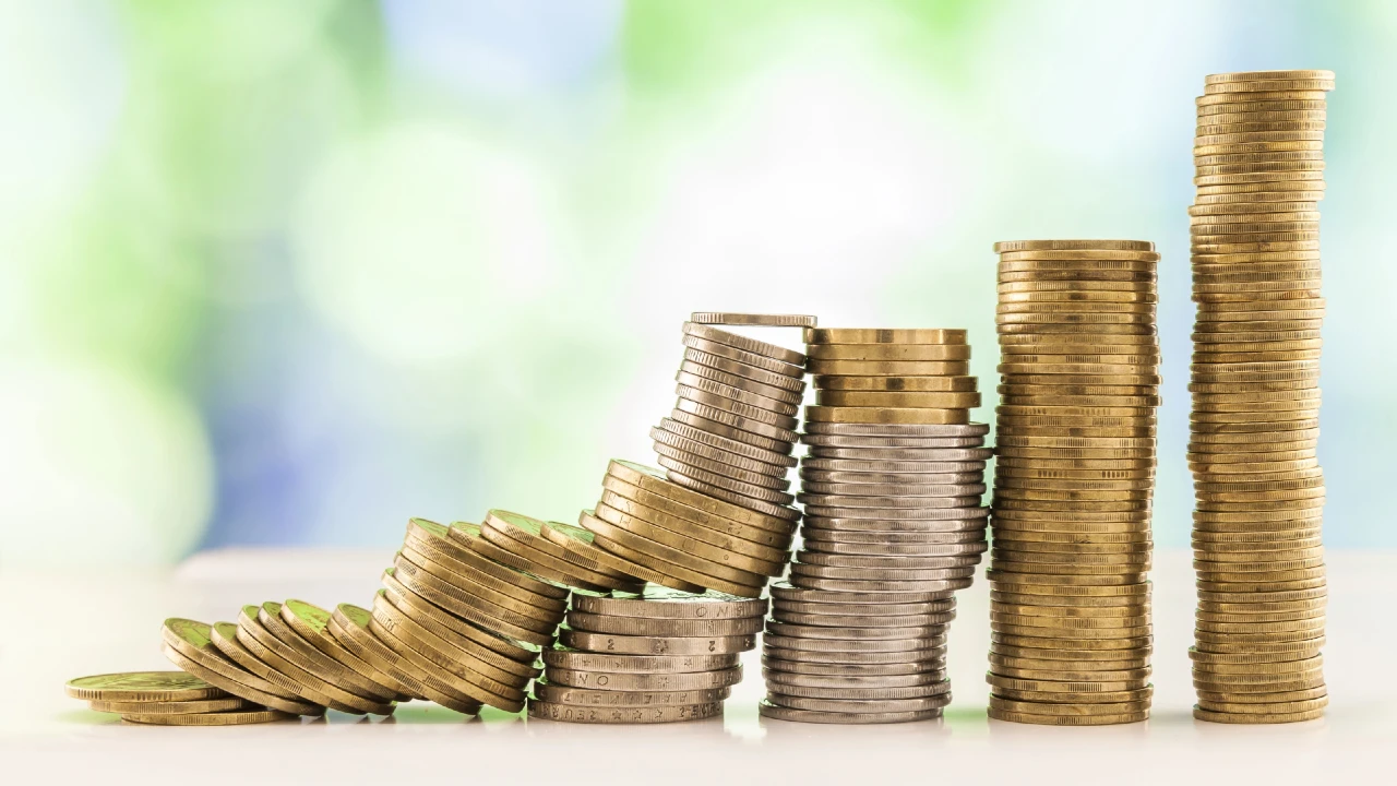 Pile di monete di altezza crescente che rappresentano la differenza di retribuzione tra i private banker nel wealth management.