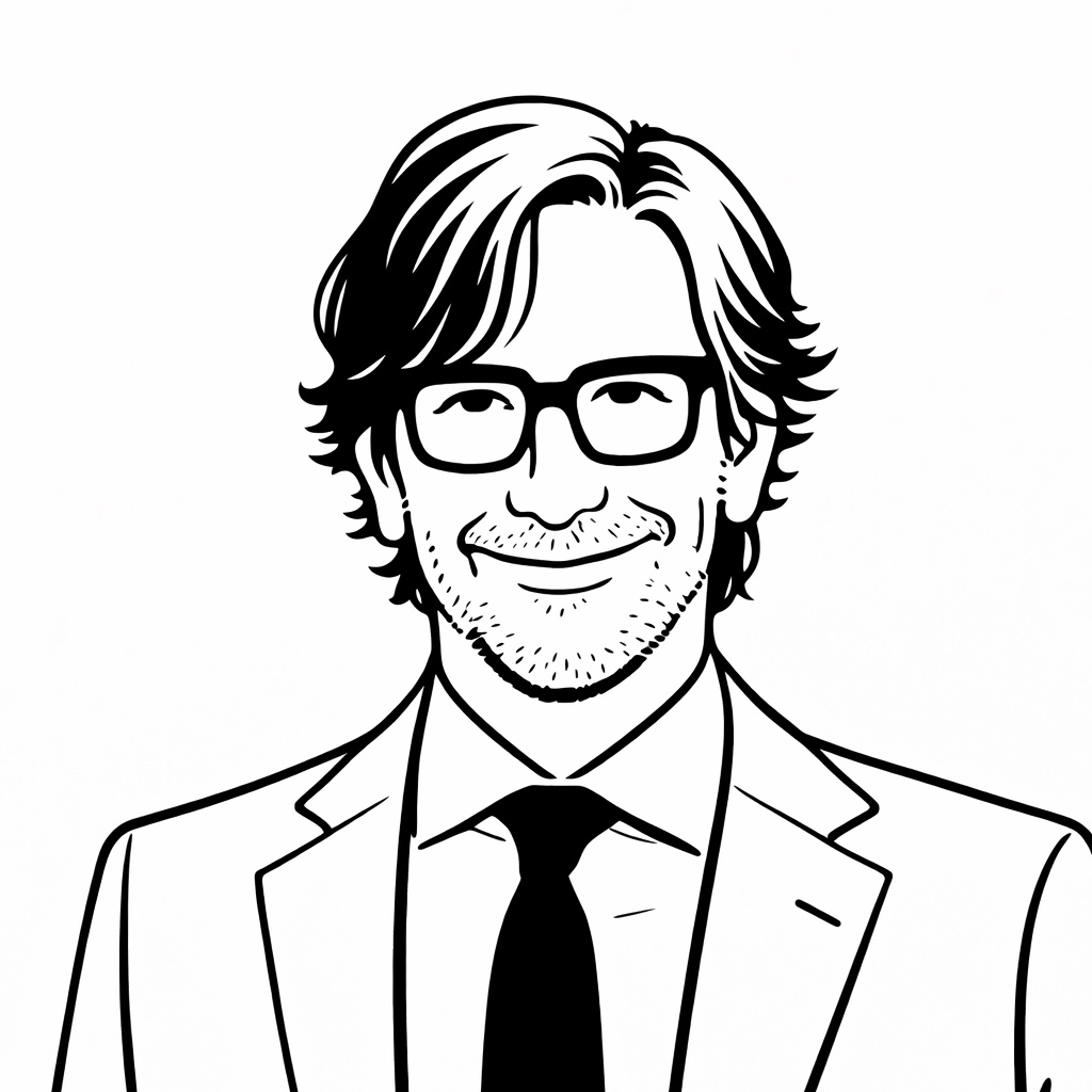 Vignetta in bianco e nero di Luca Ferrari, global head of sports, Withersworldwide