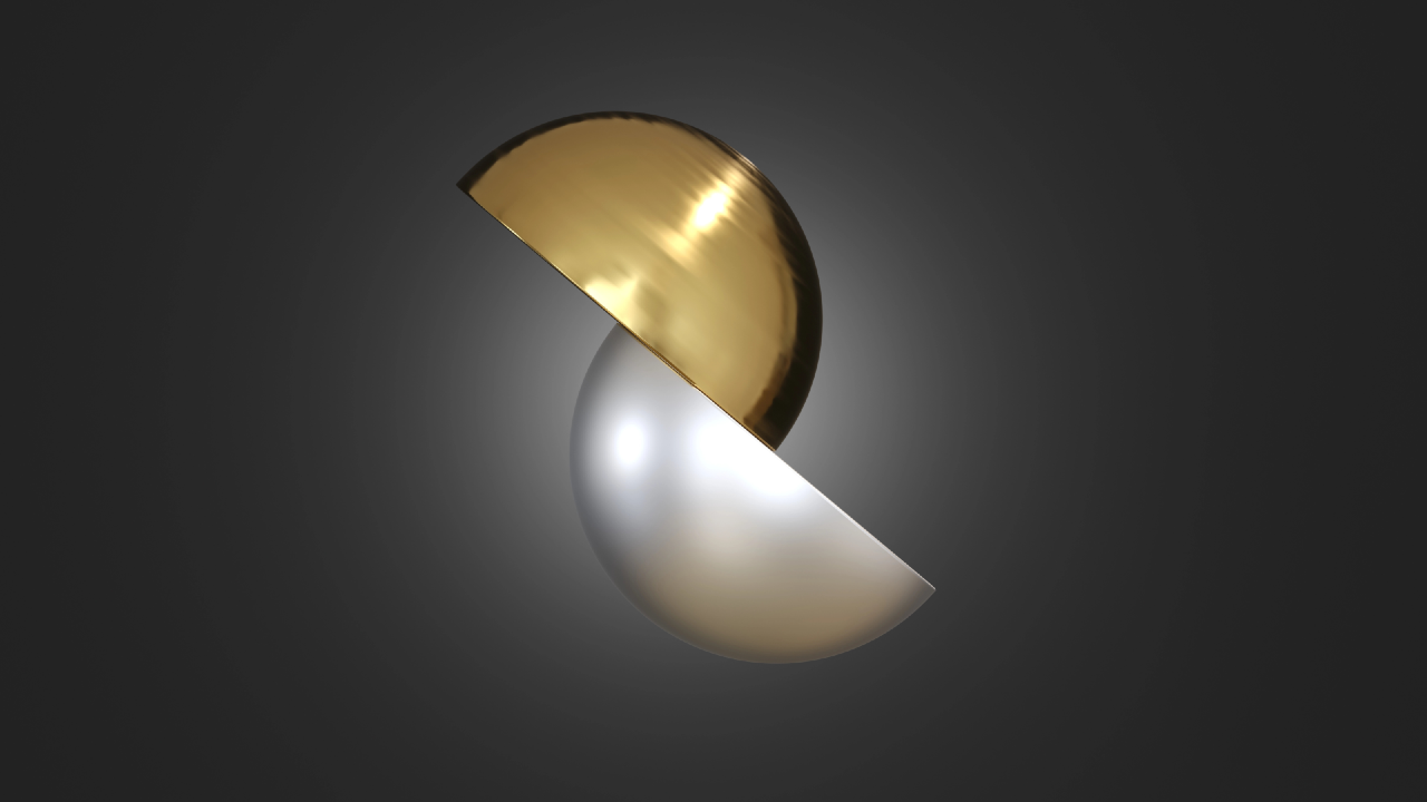Scultura astratta di una sfera divisa in due colori, oro e argento, a rappresentare la polarizzazione tra economia reale e mercati regolamentati.