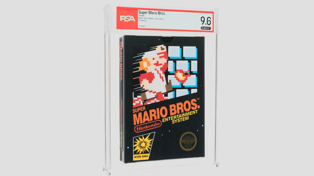 Super Mario Bros. per NES, sigillato e valutato 9.6, in custodia protettiva.