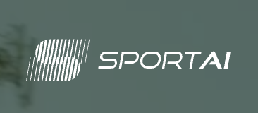 Logo bianco con simbolo stilizzato e testo "SPORTAI" su sfondo verde acqua.